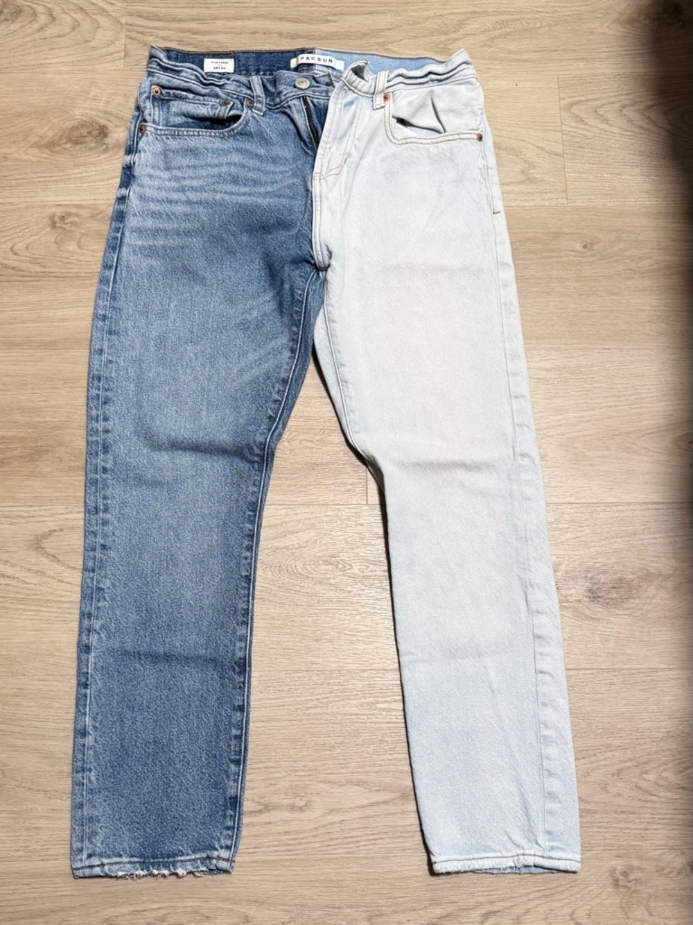PacSun Two-Tone Straight Jeans - Dark Blue & Light Blue